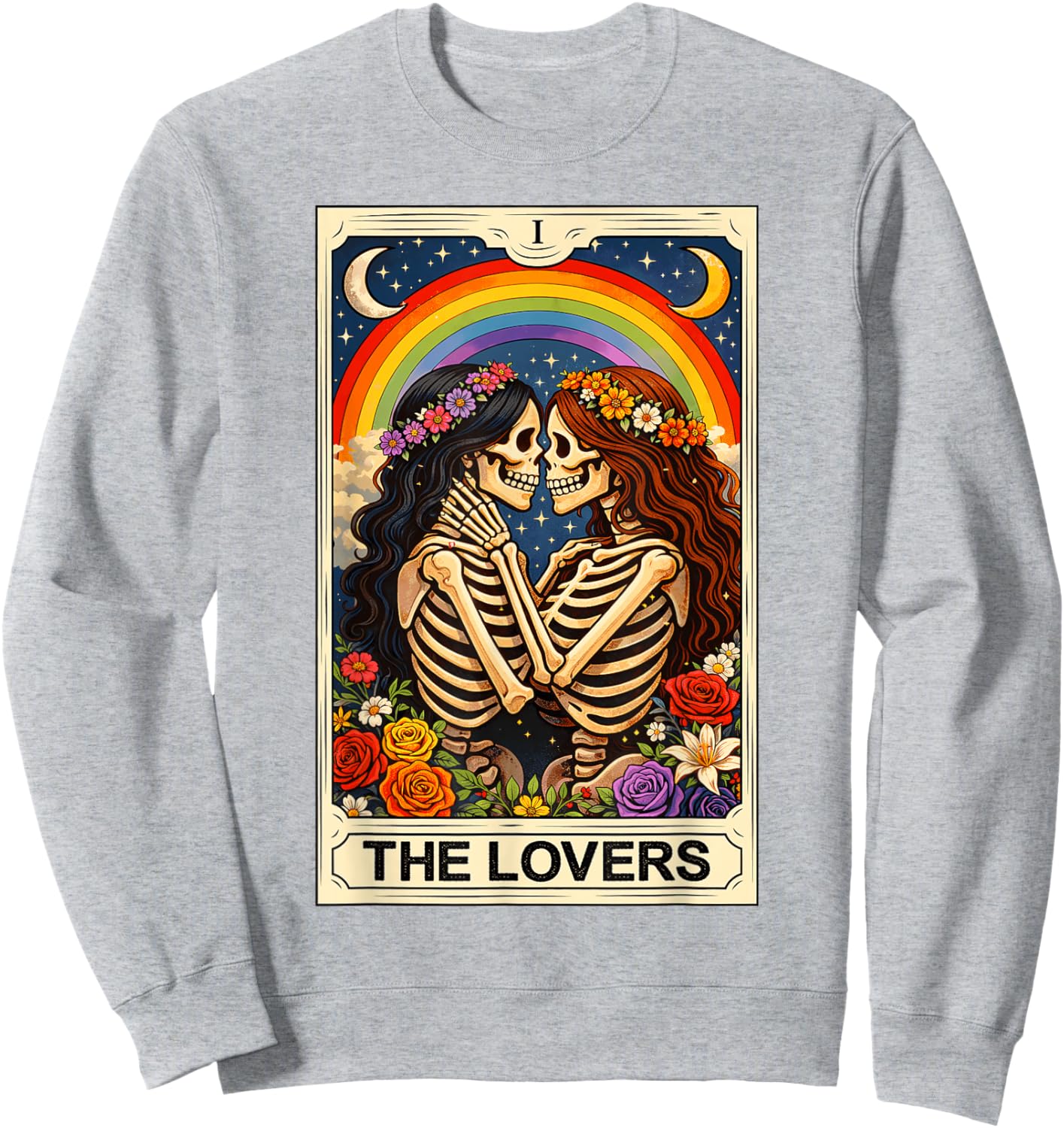 Lovers Tarot Card Lesbian Couple Matching LGBTQ Pride Sweatshirt - Sweatshirt | Ash