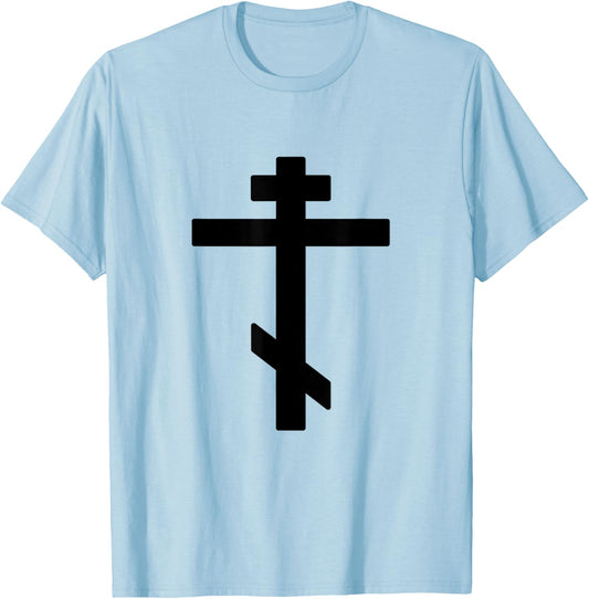 Eastern Orthodox Cross Russian Orthodox Cross Christianity T-Shirt - T-Shirt | Light Blue