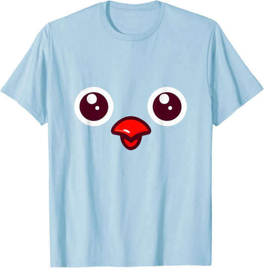 Cute Yellow Chick Face Costume For Kids Farm Animal Meme T-Shirt - T-Shirt | Light Blue