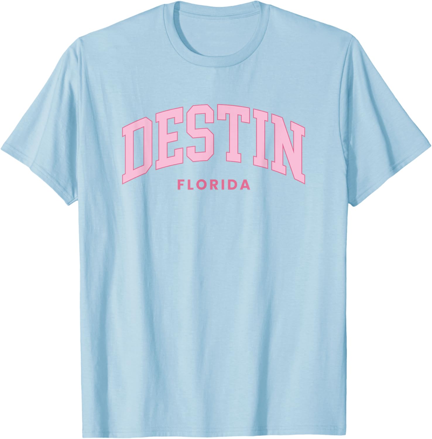 Destin Florida Retro Preppy Throwback Girls Pink T-Shirt - T-Shirt | Light Blue