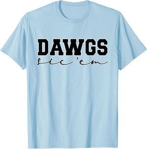 Dawgs Sic Em Go Dawgs, Funny Bulldog School Sports Name T-Shirt - T-Shirt | Light Blue