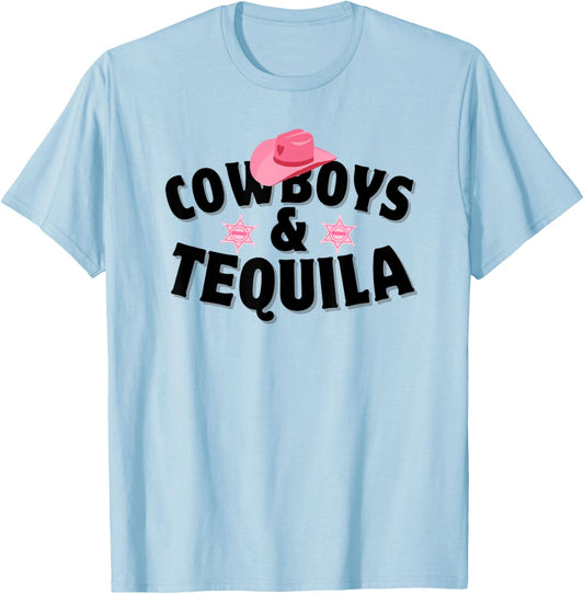Western Cowgirl Country Music Cowboys And Tequila T-Shirt - T-Shirt | Light Blue