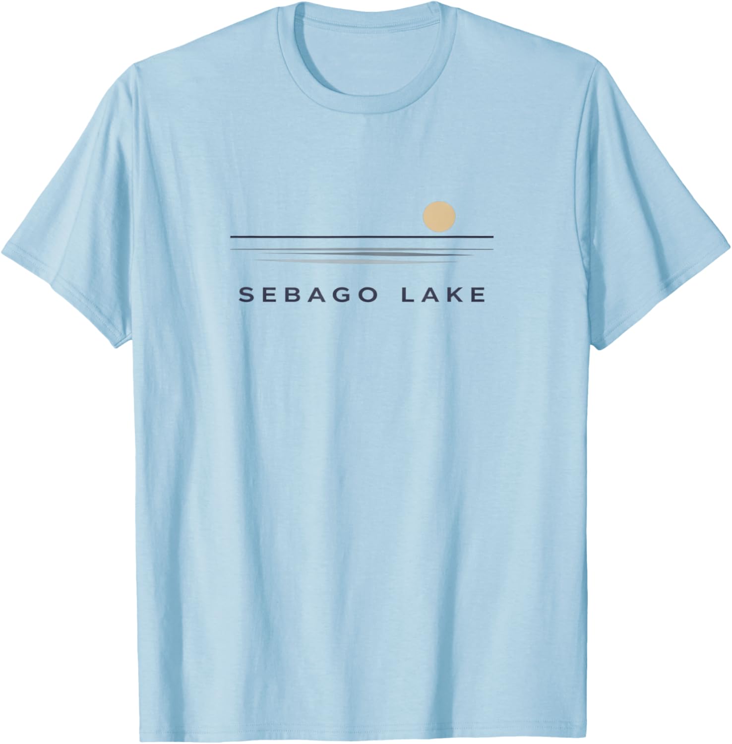 Sebago Lake Maine Minimalist Lake Life Sunset Design T-Shirt - T-Shirt | Light Blue