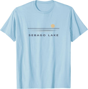 Sebago Lake Maine Minimalist Lake Life Sunset Design T-Shirt - T-Shirt | Light Blue