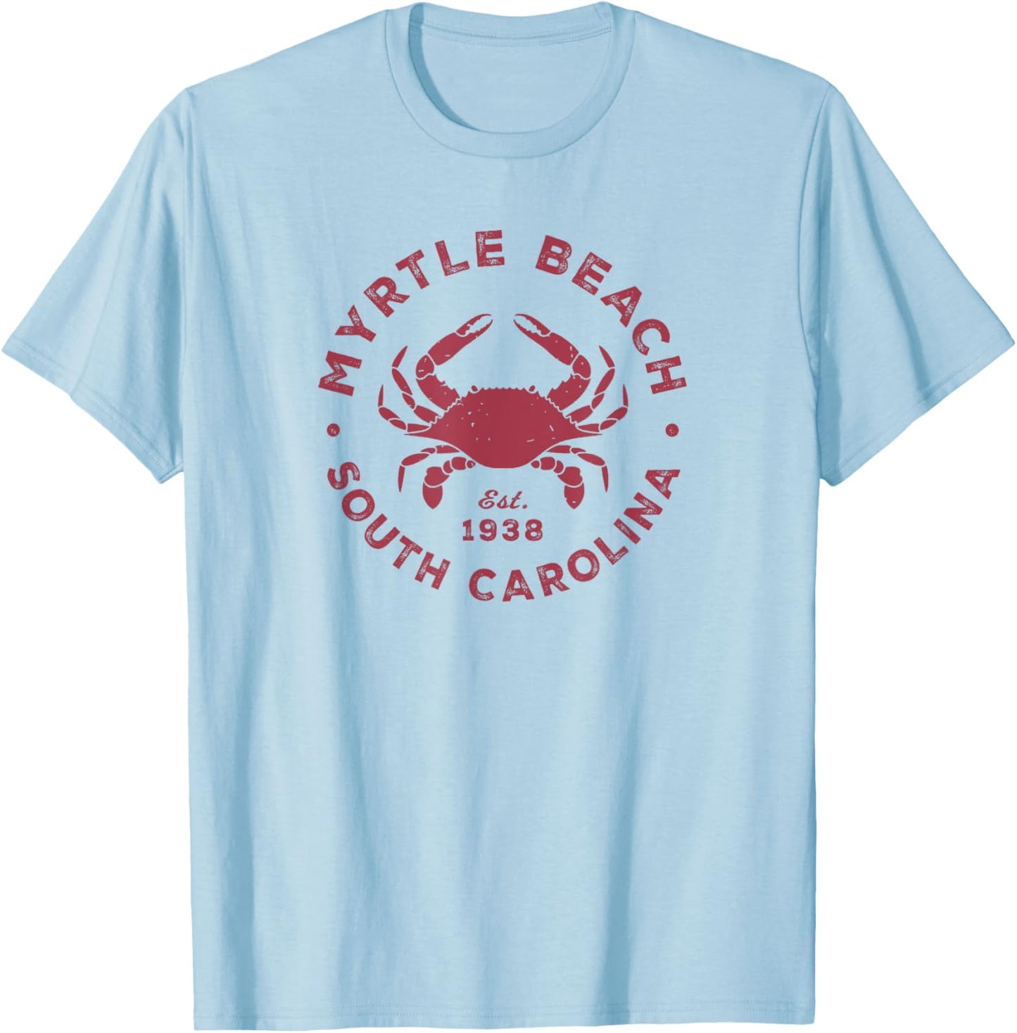 Myrtle Beach South Carolina Blue Crab Vacation Souvenir T-Shirt - T-Shirt | Light Blue
