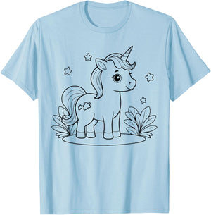 Unicorn to paint and color T-Shirt - T-Shirt | Light Blue