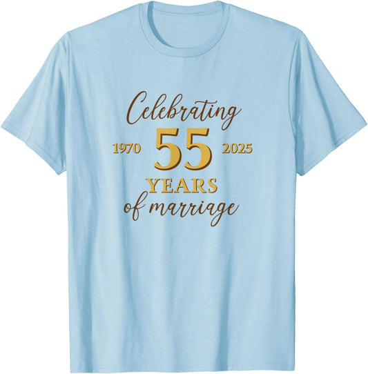 Funny 55 Years of Marriage 1970 55th Wedding Anniversary T-Shirt - T-Shirt | Light Blue