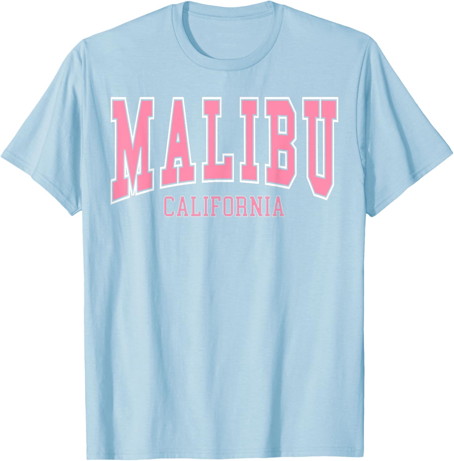 Preppy Varsity Pink Malibu California Teen Girls T-Shirt - T-Shirt | Light Blue