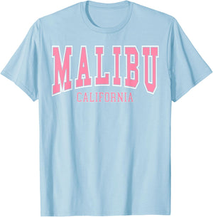 Preppy Varsity Pink Malibu California Teen Girls T-Shirt - T-Shirt | Light Blue