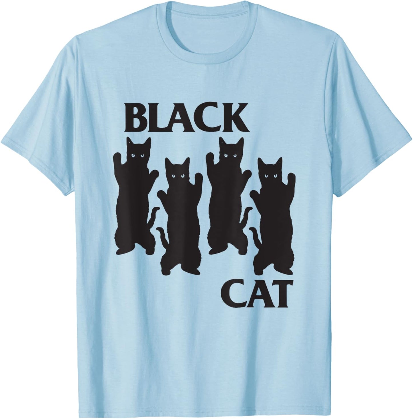 Four Black Cats Cat Lover Mom Dad Funny T-Shirt - T-Shirt | Light Blue