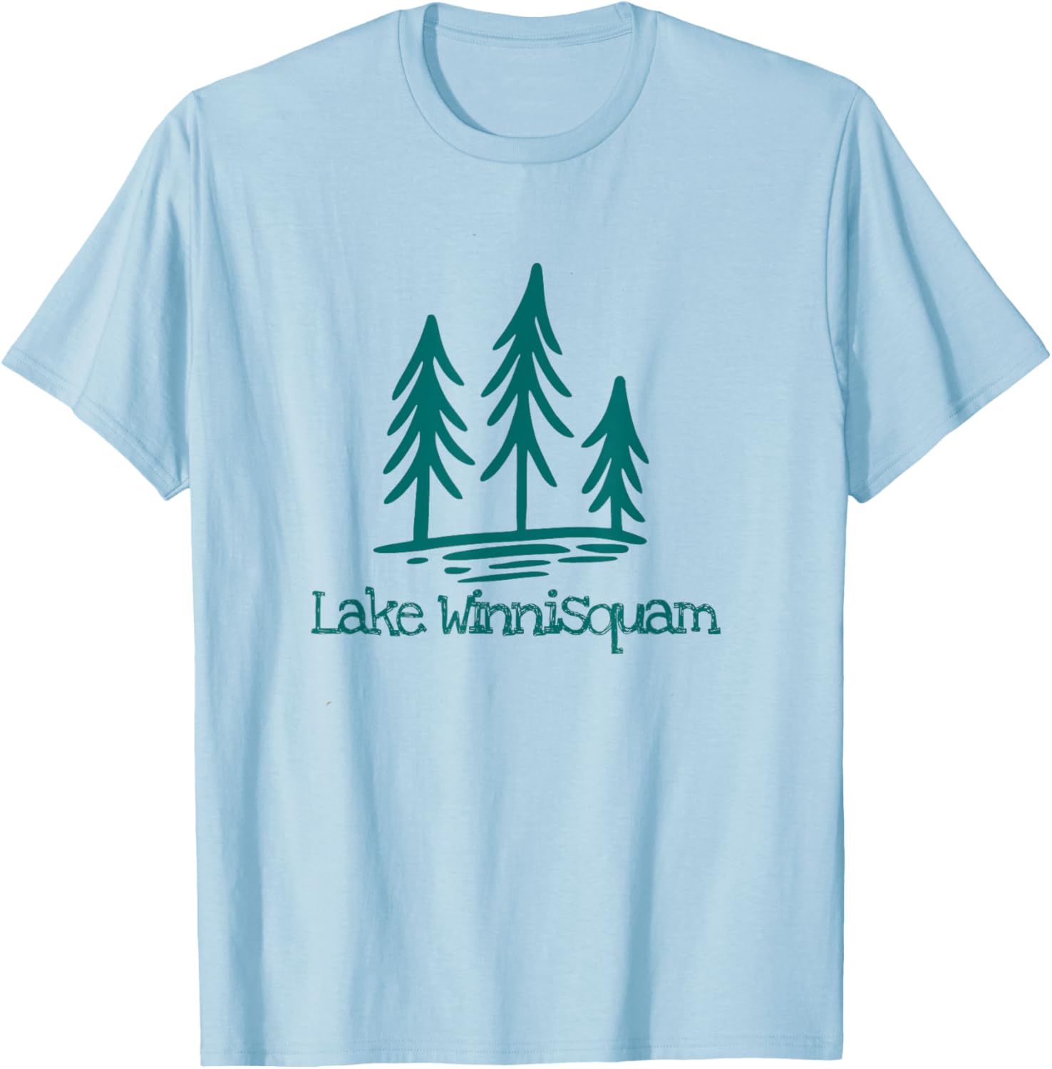 Lake Winnisquam New Hampshire Rustic Woods Forest Trees T-Shirt - T-Shirt | Light Blue