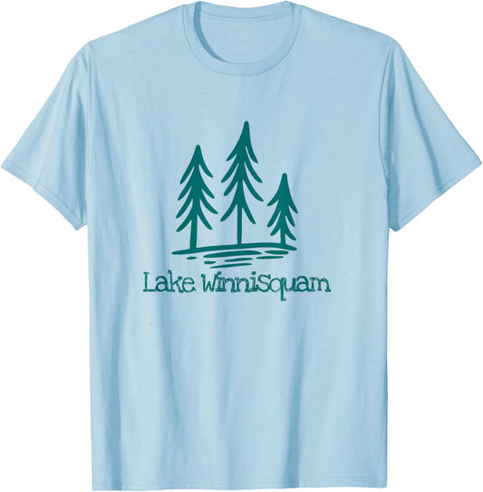 Lake Winnisquam New Hampshire Rustic Woods Forest Trees T-Shirt - T-Shirt | Light Blue