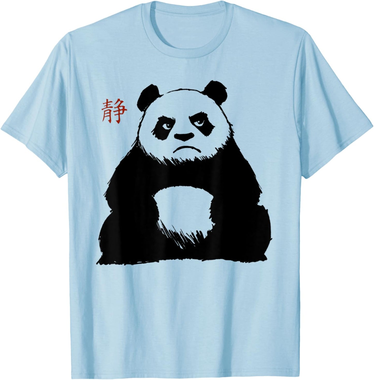 Funny Grumpy Panda Japanese Art T-Shirt - T-Shirt | Light Blue