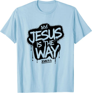 Jesus Is The Way John 14:6 Christian Graffiti T-Shirt - T-Shirt | Light Blue