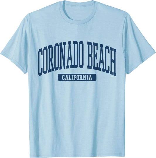 Coronado Beach California Souvenir Beach, Retro, Vintage T-Shirt - T-Shirt | Light Blue
