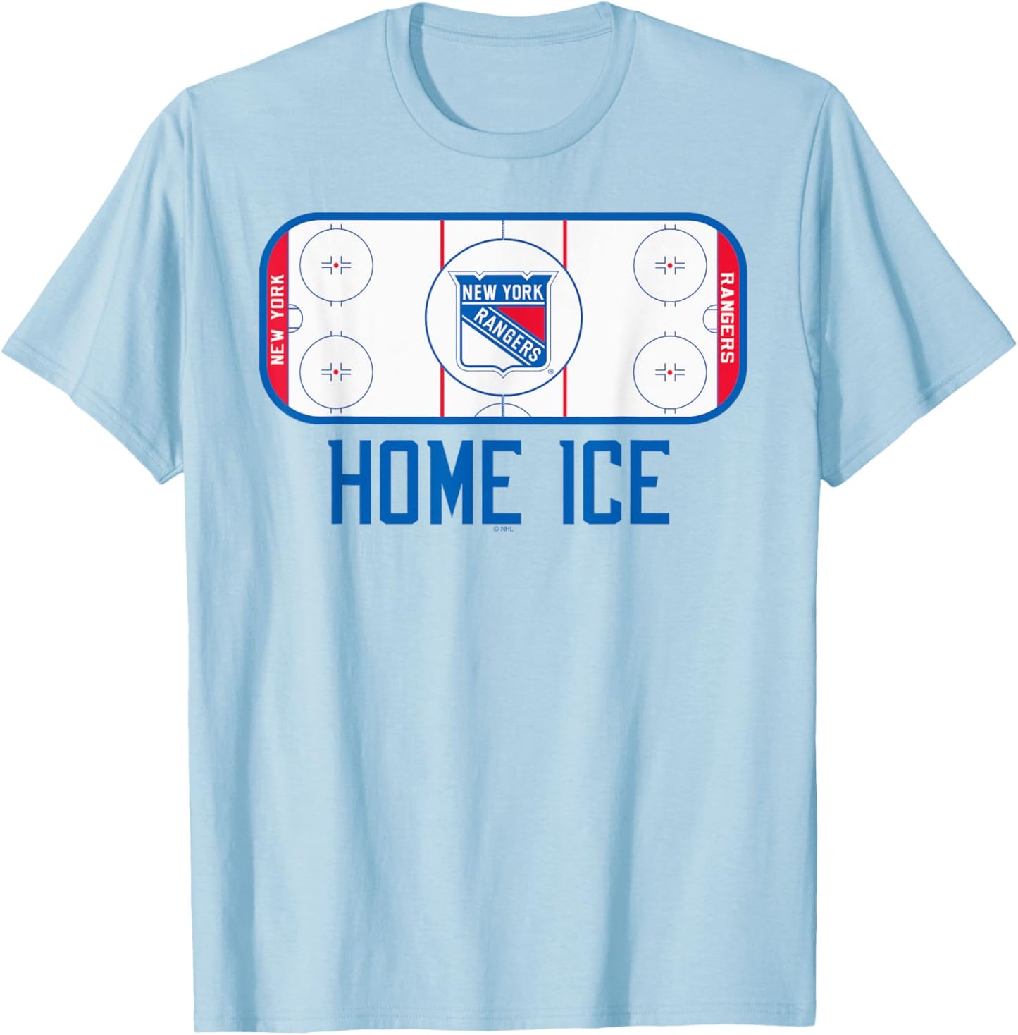 New York Rangers Home Ice Gray Officially Licensed T-Shirt - T-Shirt | Light Blue