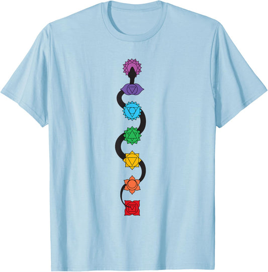 Kundalini Serpent Rising 7 Chakras Yoga - Kundalini Snake T-Shirt - T-Shirt | Light Blue