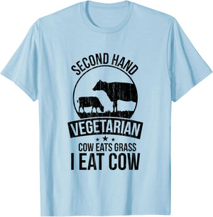 2nd Hand Vegetarian Shirt Funny Carnivore BBQ Meat Eater T-Shirt - T-Shirt | Light Blue