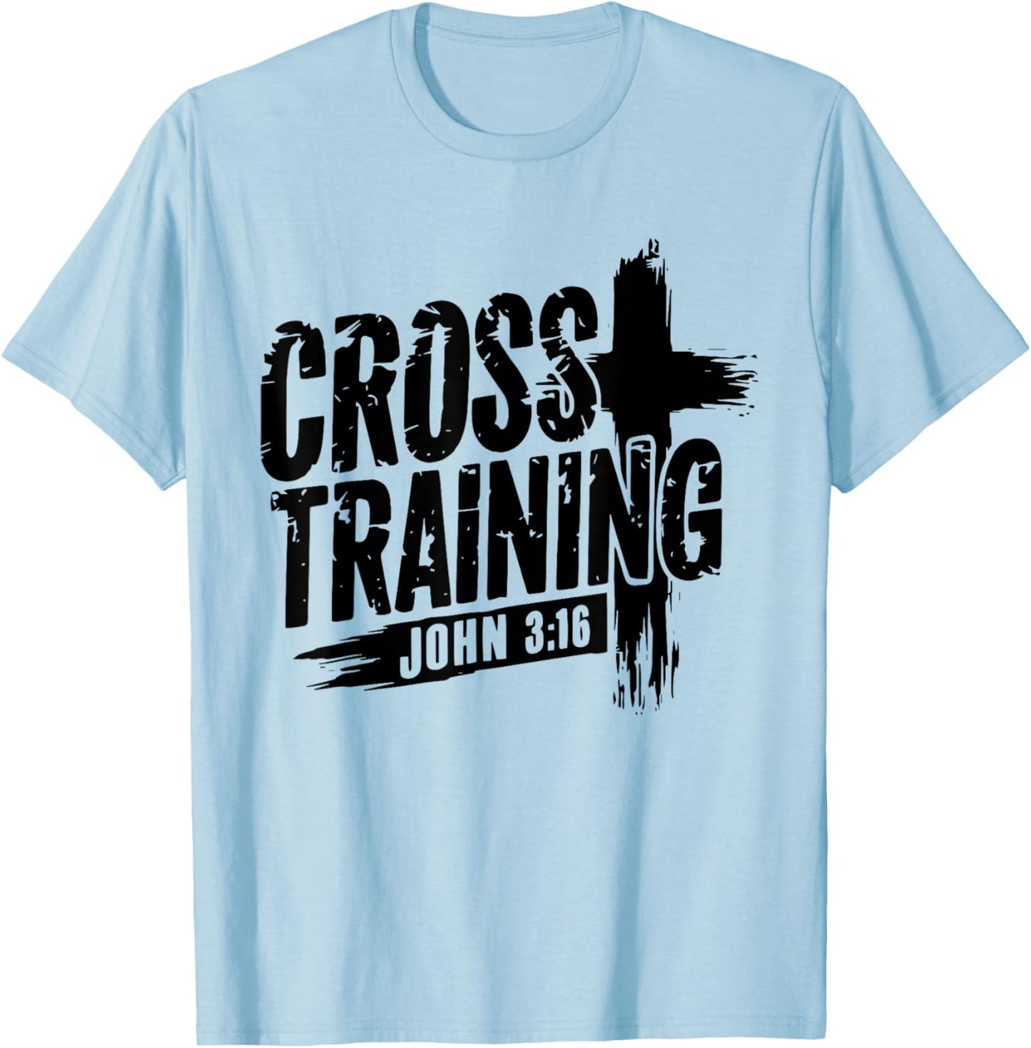 Retro Cross Training 3 16 Christian Faith Motivational Bible T-Shirt - T-Shirt | Light Blue