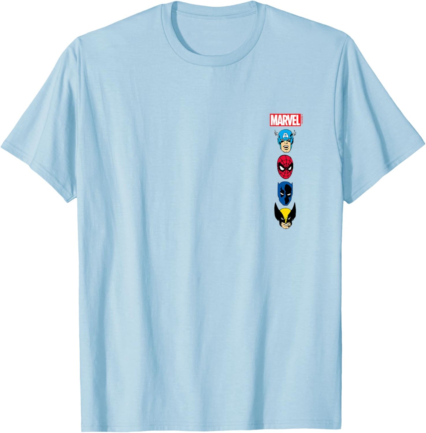Marvel - Stacked Hero Logos T-Shirt - T-Shirt | Light Blue