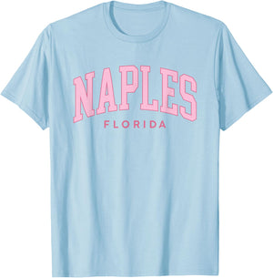 Naples Florida Retro Preppy Throwback Pink Girls Souvenir T-Shirt - T-Shirt | Light Blue