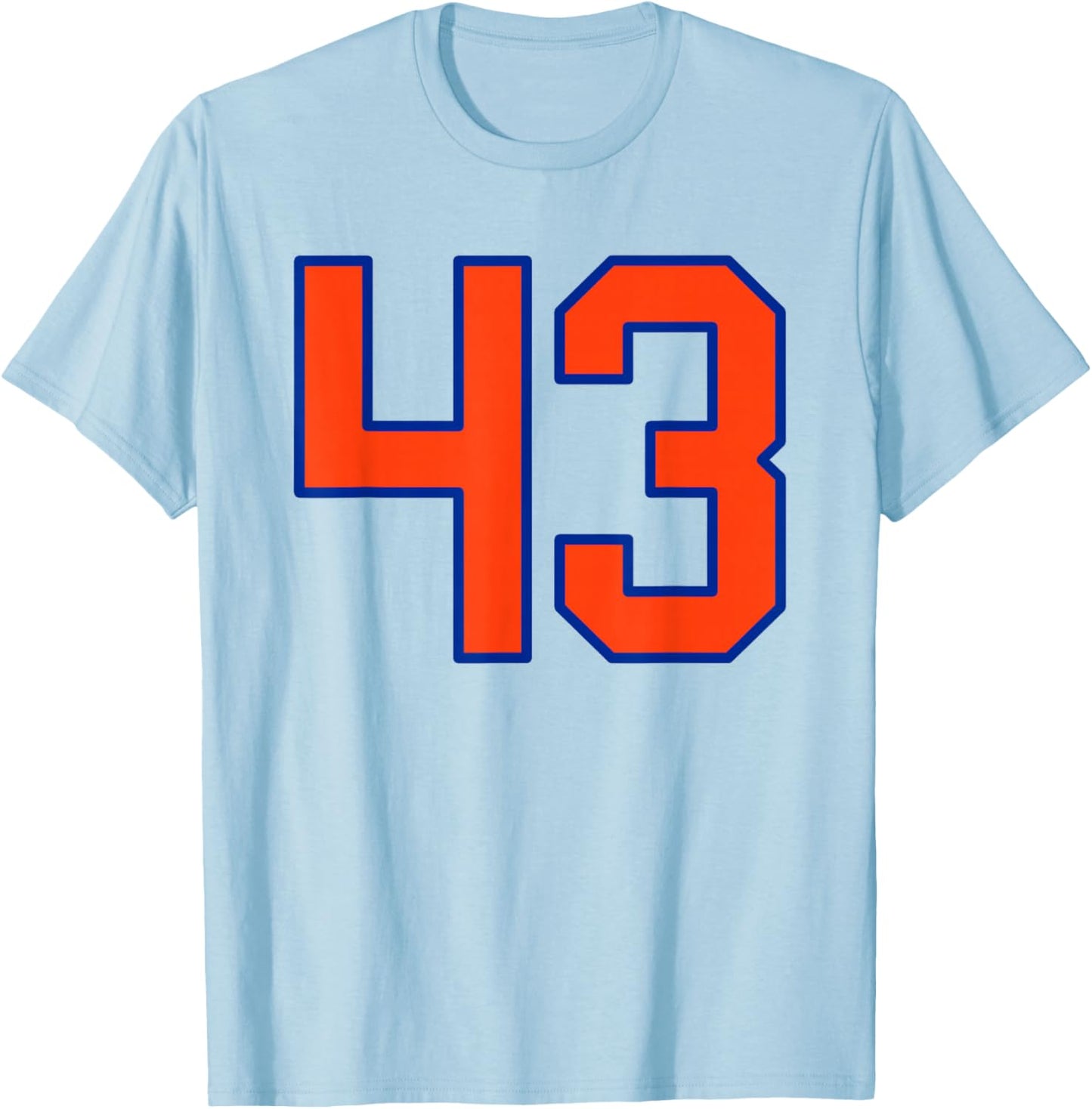 Orange and Blue Sports Number 43 Jersey Uniform Player T-Shirt - T-Shirt | Light Blue