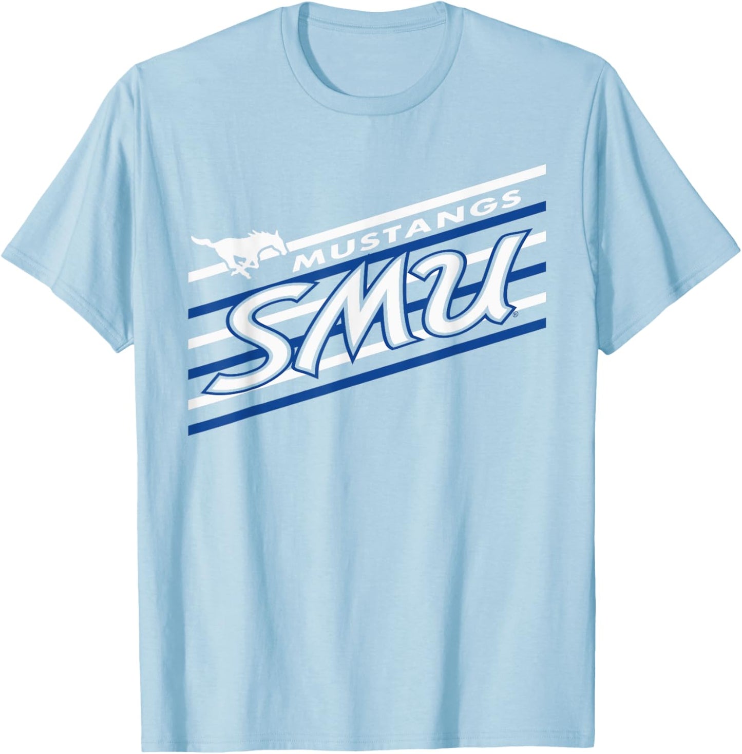 SMU Mustangs Retro Performer Red Officially Licensed T-Shirt - T-Shirt | Light Blue