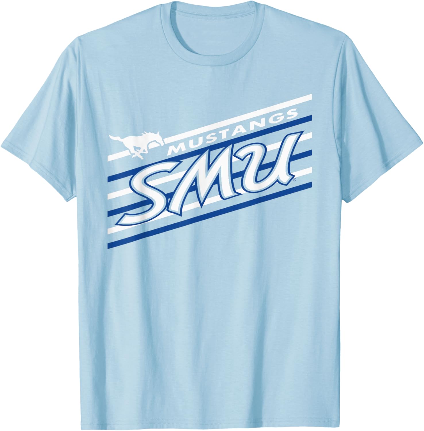 SMU Mustangs Retro Performer Red Officially Licensed T-Shirt - T-Shirt | Light Blue