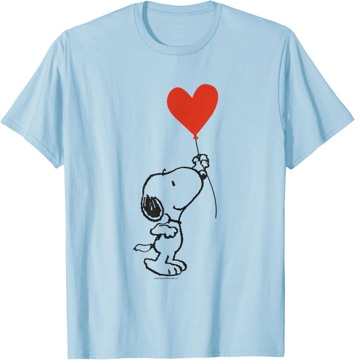 Peanuts - Snoopy with Heart Shaped Balloon Banksy T-Shirt - T-Shirt | Light Blue