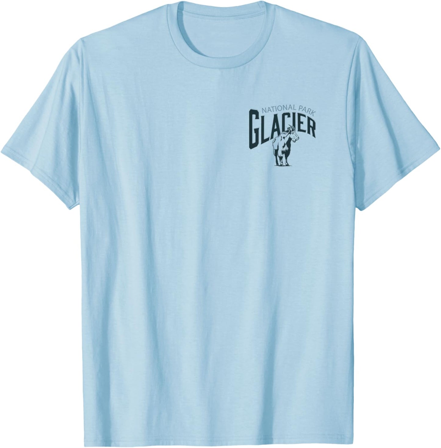 Glacier National Park (Design on Front and Back) T-Shirt - T-Shirt | Light Blue