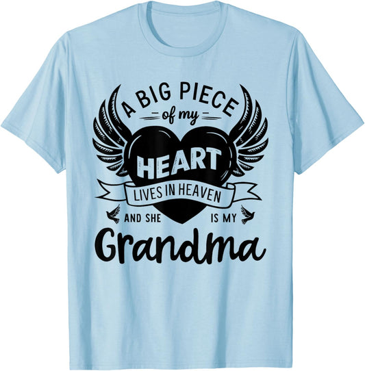 My Heart Lives In Heaven She Is My Grandma Guardian Angel T-Shirt - T-Shirt | Light Blue