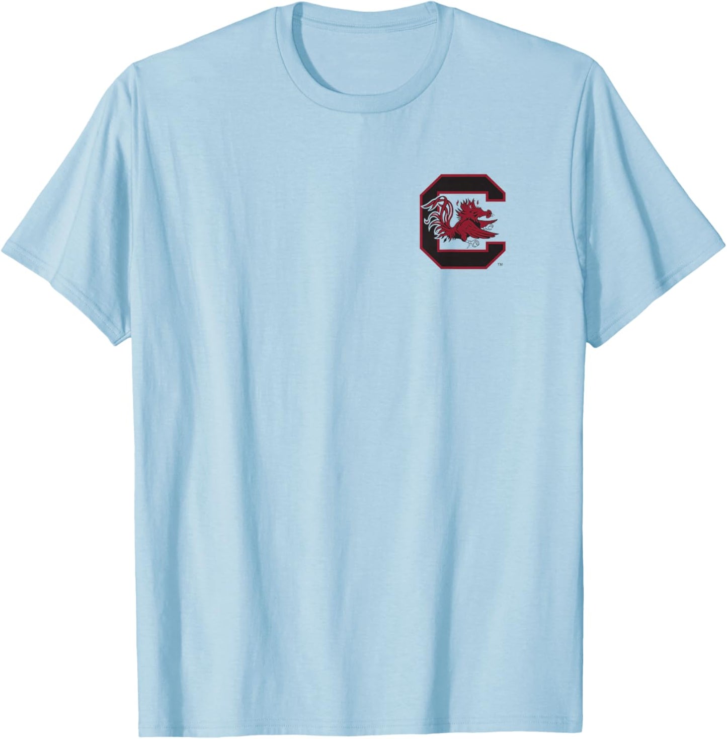 South Carolina Gamecocks Front/Back Football White T-Shirt - T-Shirt | Light Blue