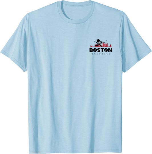 Boston Baseball Vintage Minimalist Retro Baseball Lover T-Shirt - T-Shirt | Light Blue