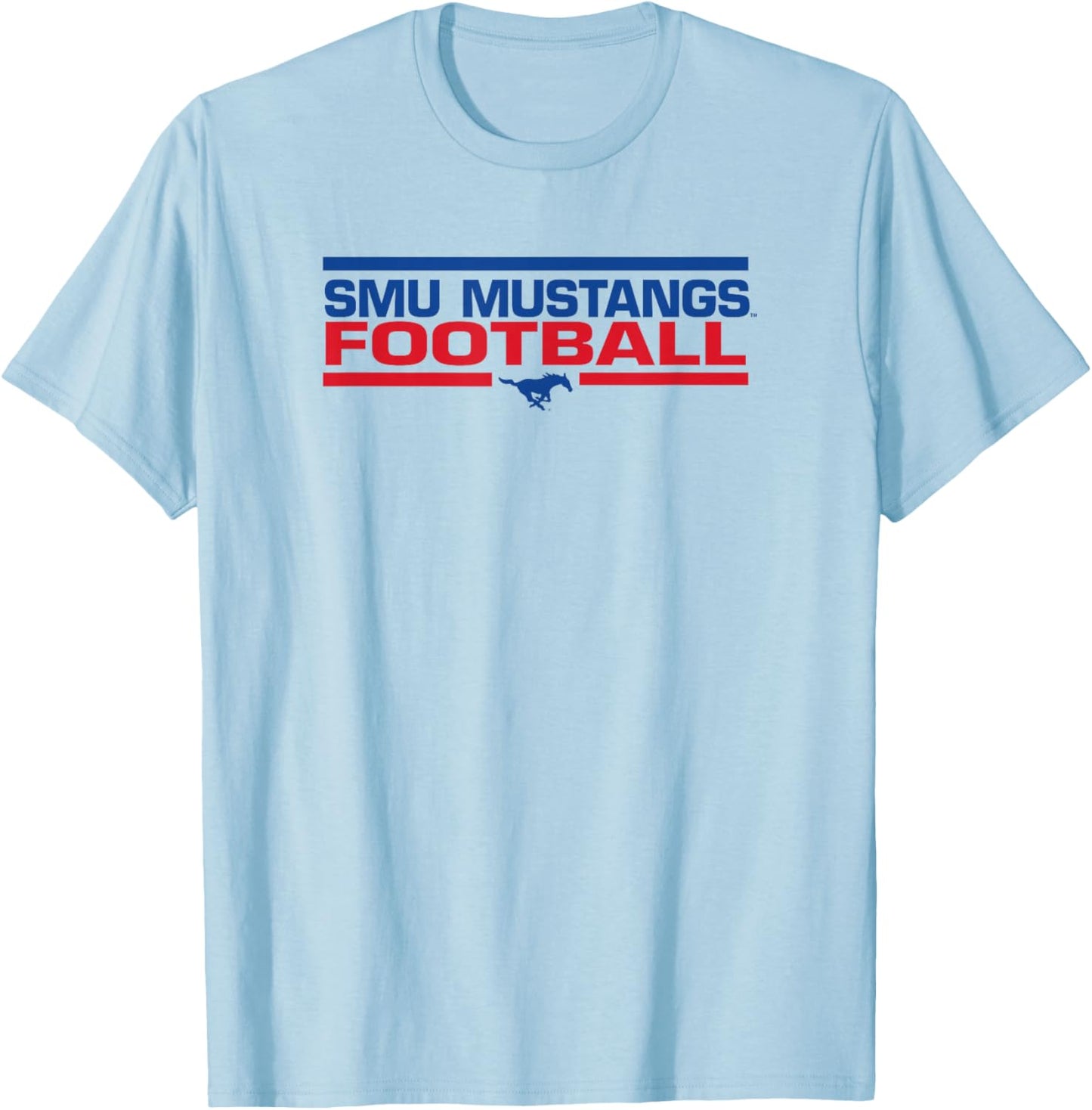 SMU Mustangs Football Tackle White Officially Licensed T-Shirt - T-Shirt | Light Blue