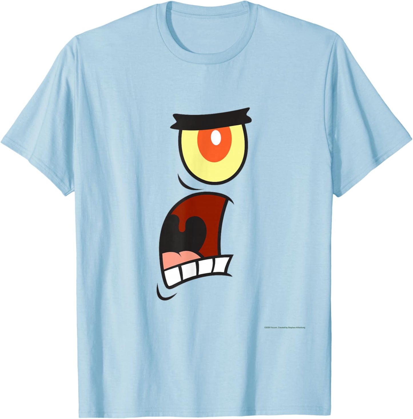 Plankton Yelling Big Face Easy Costume Funny Cartoon T-Shirt - T-Shirt | Light Blue