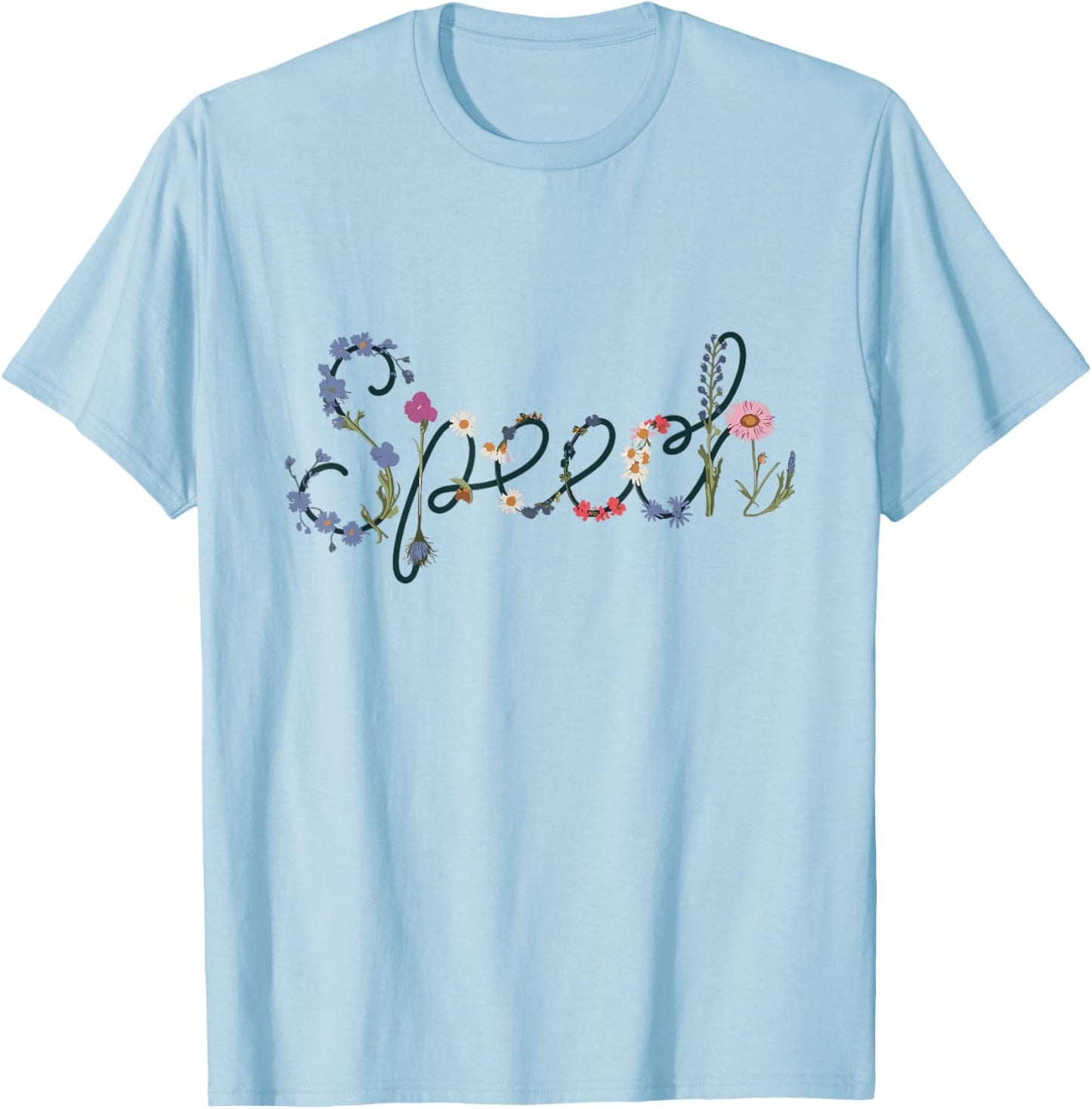 Speech Therapy Wildflower Floral SLP T-Shirt - T-Shirt | Light Blue