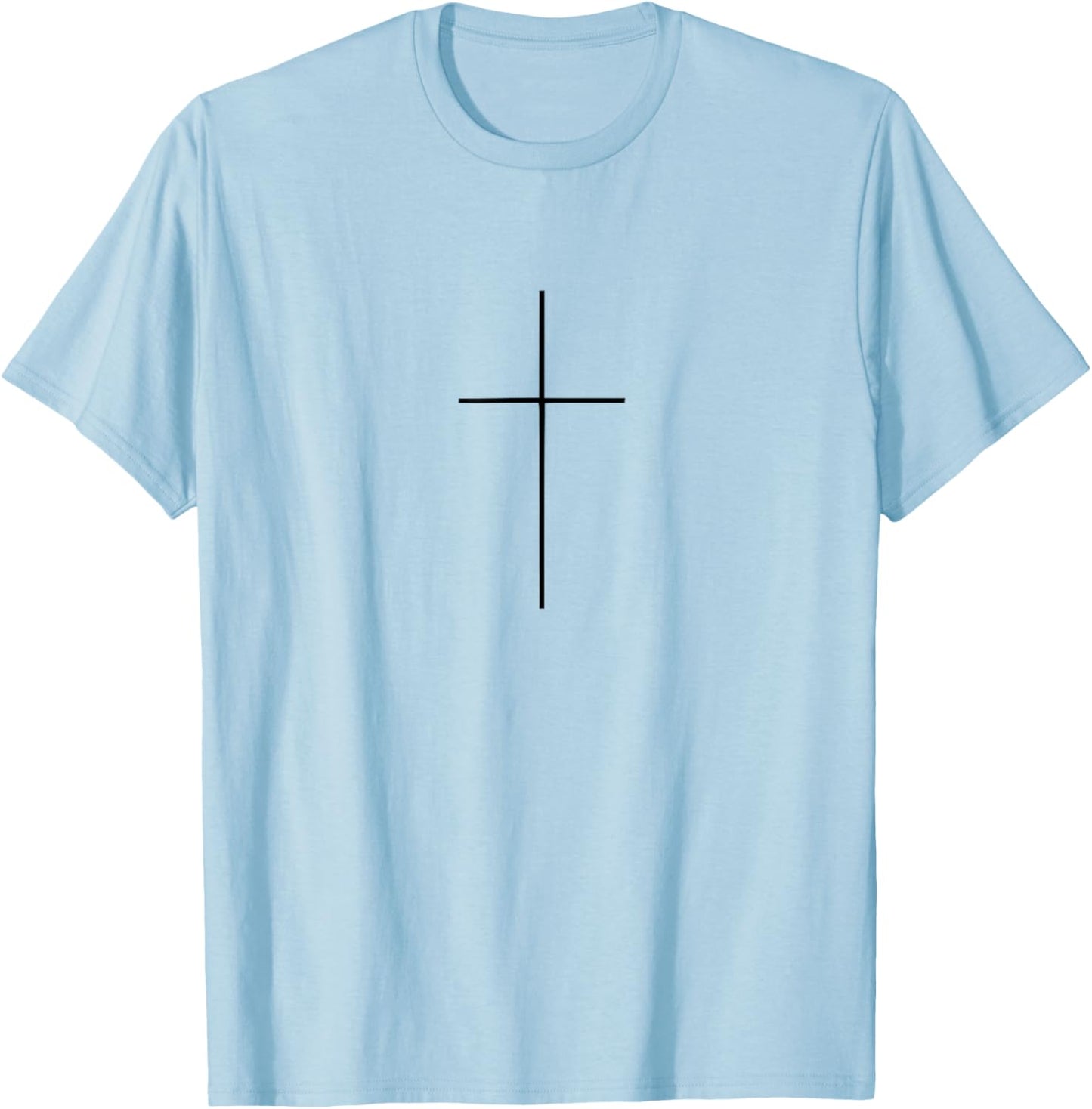 Cross Christian Simple Modern Minimalist Religious Men Women T-Shirt - T-Shirt | Light Blue