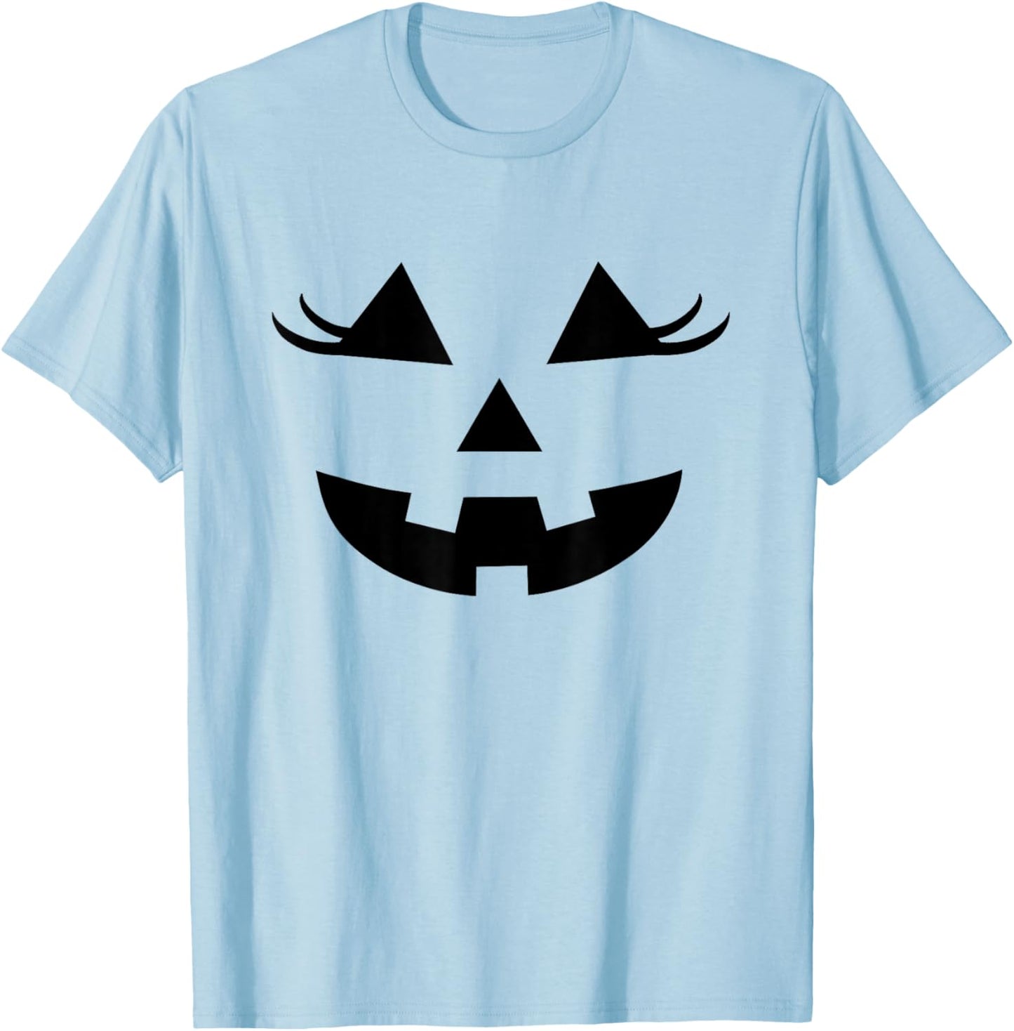 Pumpkin Lashes for Pink Halloween Vibe Jack O Lantern Face T-Shirt - T-Shirt | Light Blue