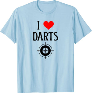 I Love Darts I Heart Darts Fun T-Shirt - T-Shirt | Light Blue