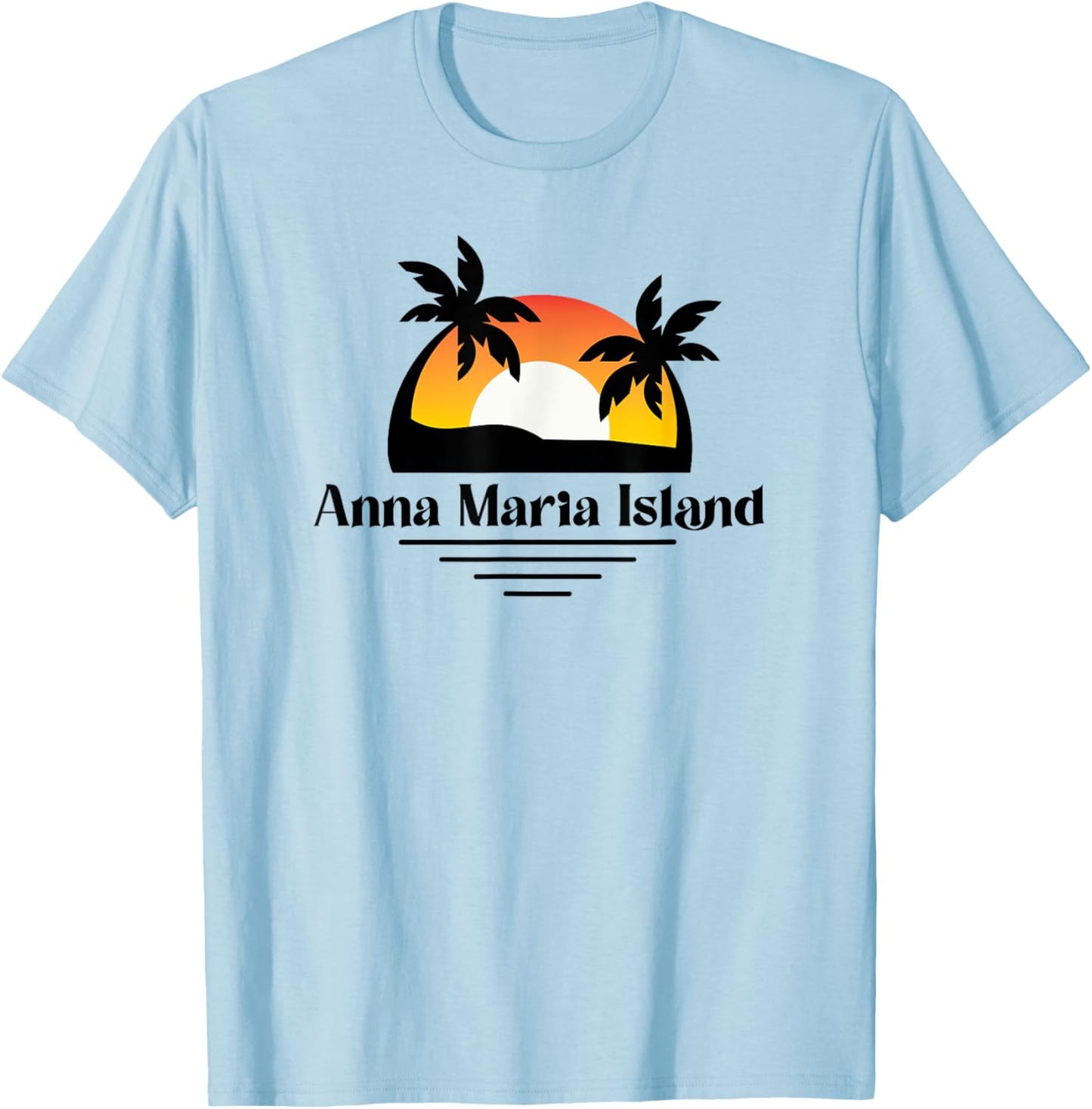 Anna Maria Island Beach Florida Vacation Palm Tree Sunset T-Shirt - T-Shirt | Light Blue