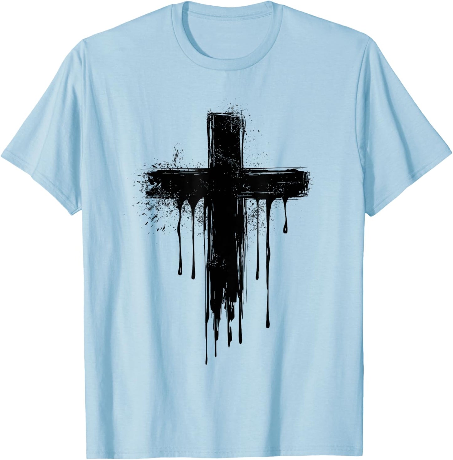 Christian Dripping Cross T-Shirt - T-Shirt | Light Blue