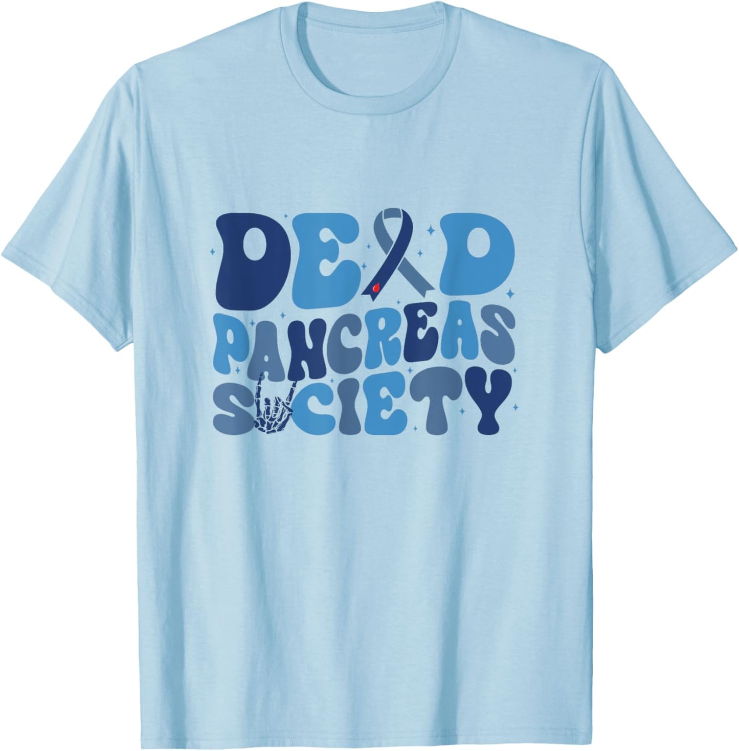 Retro Dead Pancreas Society Funny T1D Diabetes Awareness T-Shirt - T-Shirt | Light Blue