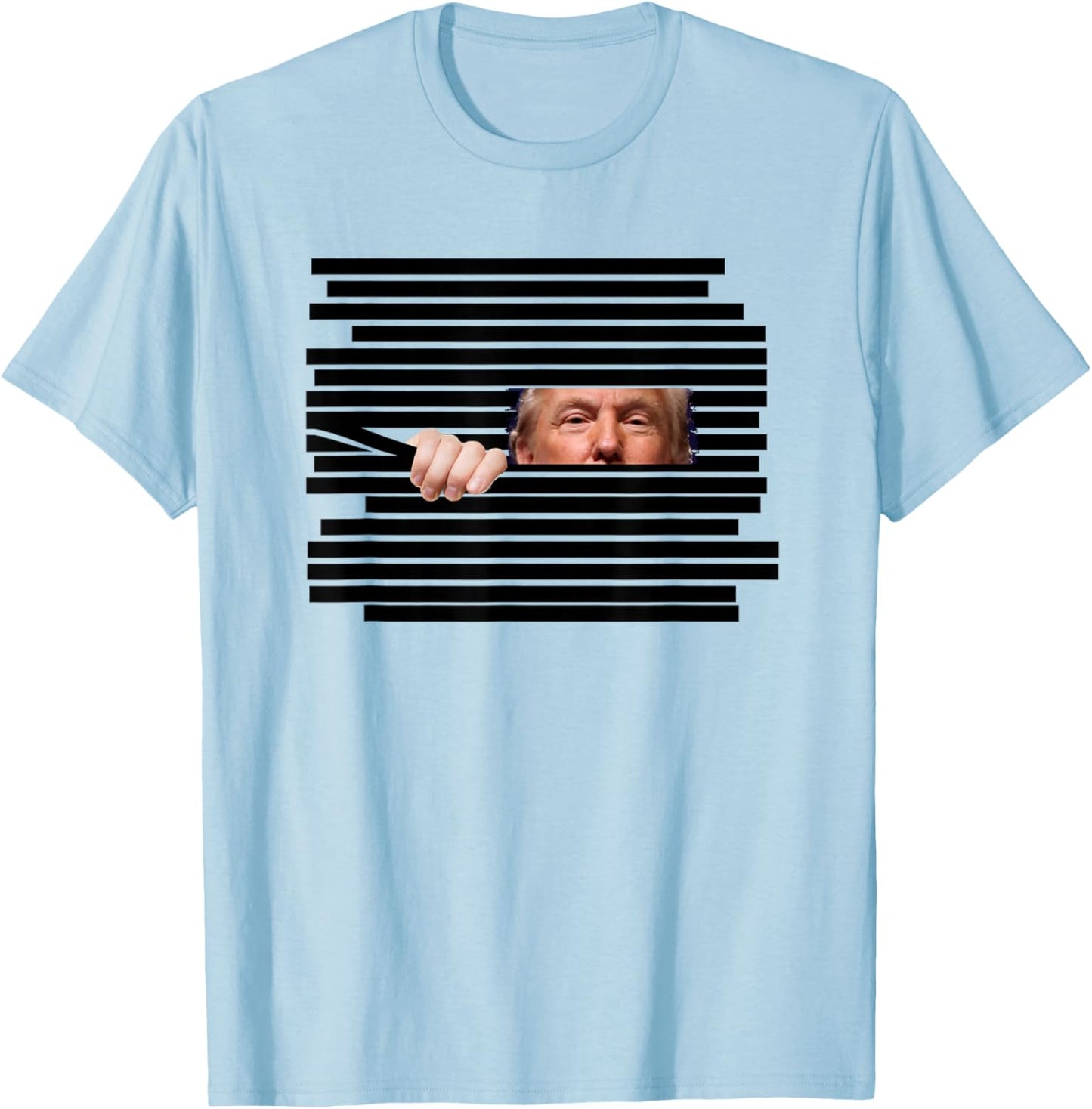 Funny Trump Peeking Through Redactions Meme Political Satire T-Shirt - T-Shirt | Light Blue