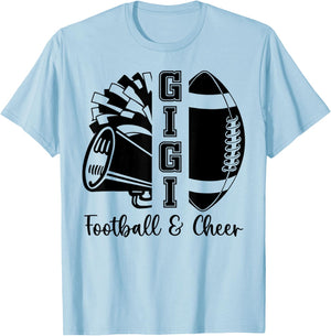 Football Cheer Gigi Grandma High School Cheerleader Pom Pom T-Shirt - T-Shirt | Light Blue
