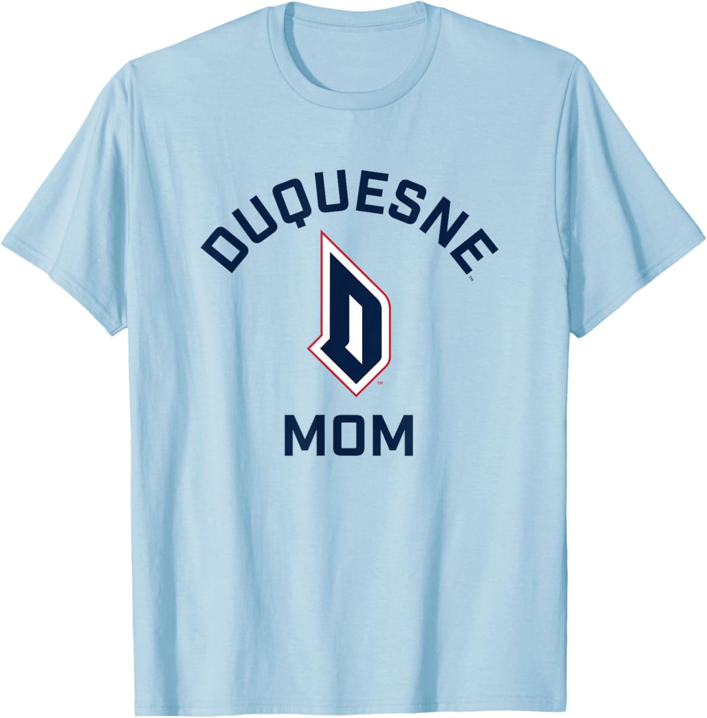 Campus Lab Duquesne University Dukes Arched Mom - Grey, -Adults, Short Sleeve, College Team Logo T-Shirt - T-Shirt | Light Blue