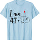 I Am 47 Plus 1 Middle Finger Funny 48th Birthday Women T-Shirt - T-Shirt | Light Blue