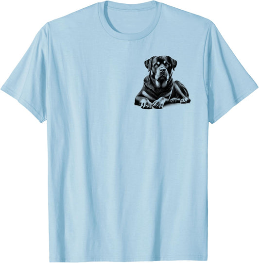 Rottweiler Dog in Lying Pose on Chest Women Kids T-Shirt - T-Shirt | Light Blue