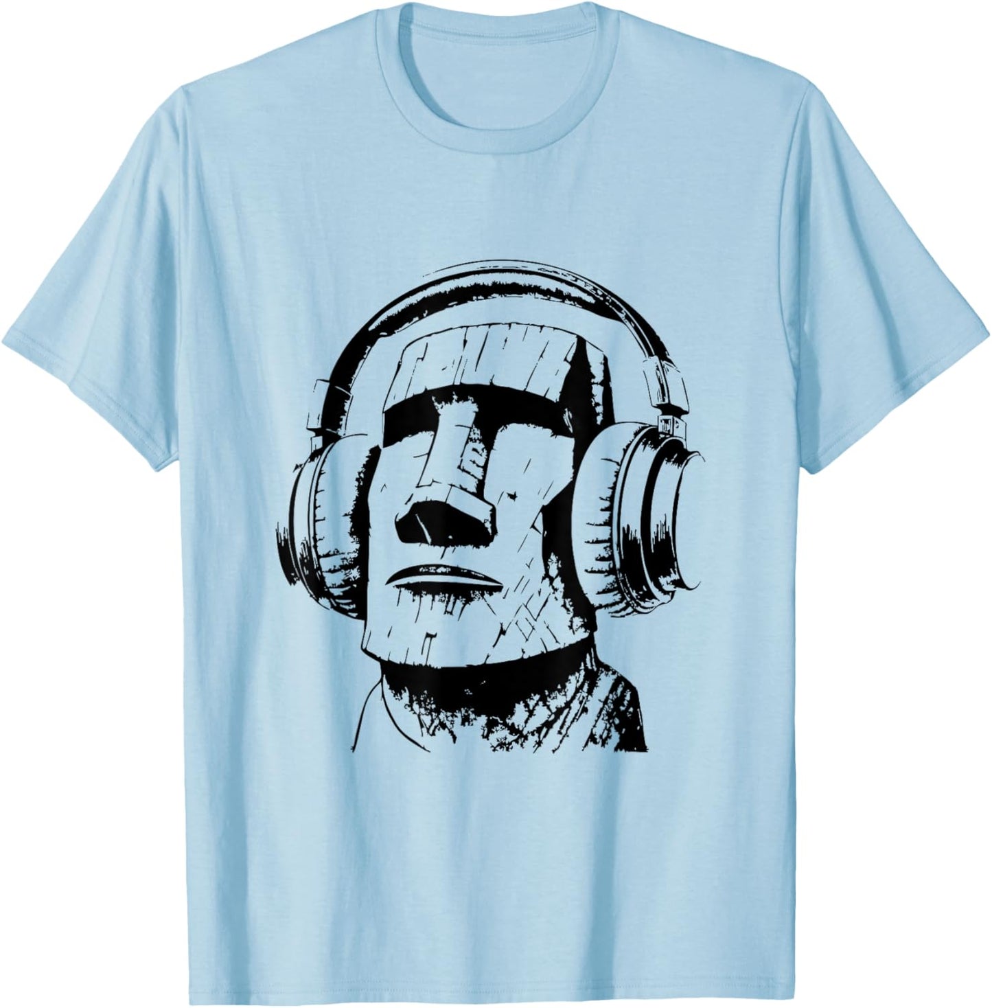 Easter island moai with Headphones, Isla de Pascua T-Shirt - T-Shirt | Light Blue