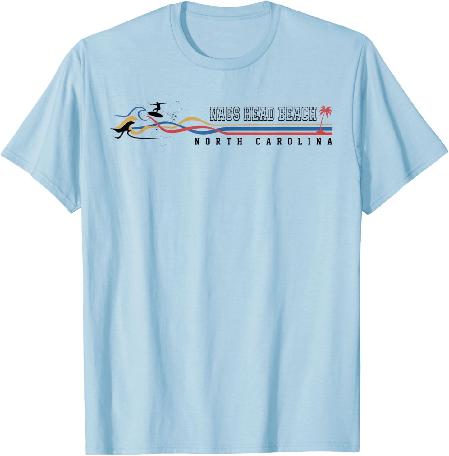 Nags Head Beach North Carolina Vintage Surfboarder Women Kids T-Shirt - T-Shirt | Light Blue