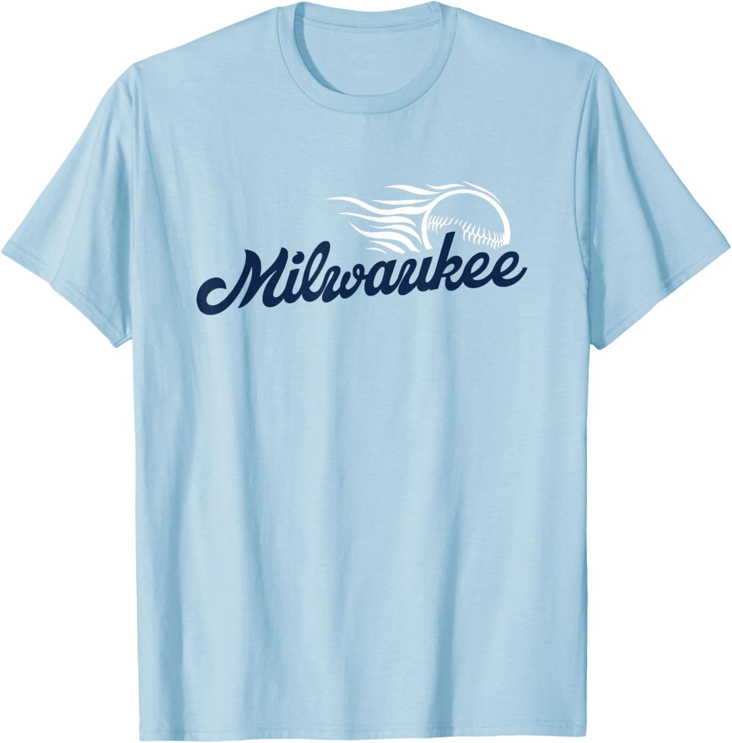 Milwaukee Baseball Vintage Minimalist Retro Baseball Lover T-Shirt - T-Shirt | Light Blue
